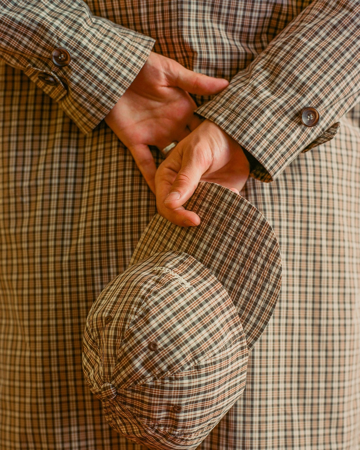 KNICKERBOCKER SERVICE COTTON & NYLON CAP - TAN PLAID