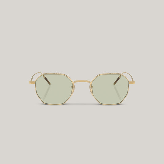 OLIVER PEOPLES TK-5 BRUSHED GOLD W/ DEMO LENS GREEN WASH