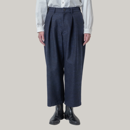 BLUE BLUE JAPAN WIND FLOW PATTERN JACQUARD SOFT TUCKED PANTS - DARK NAVY