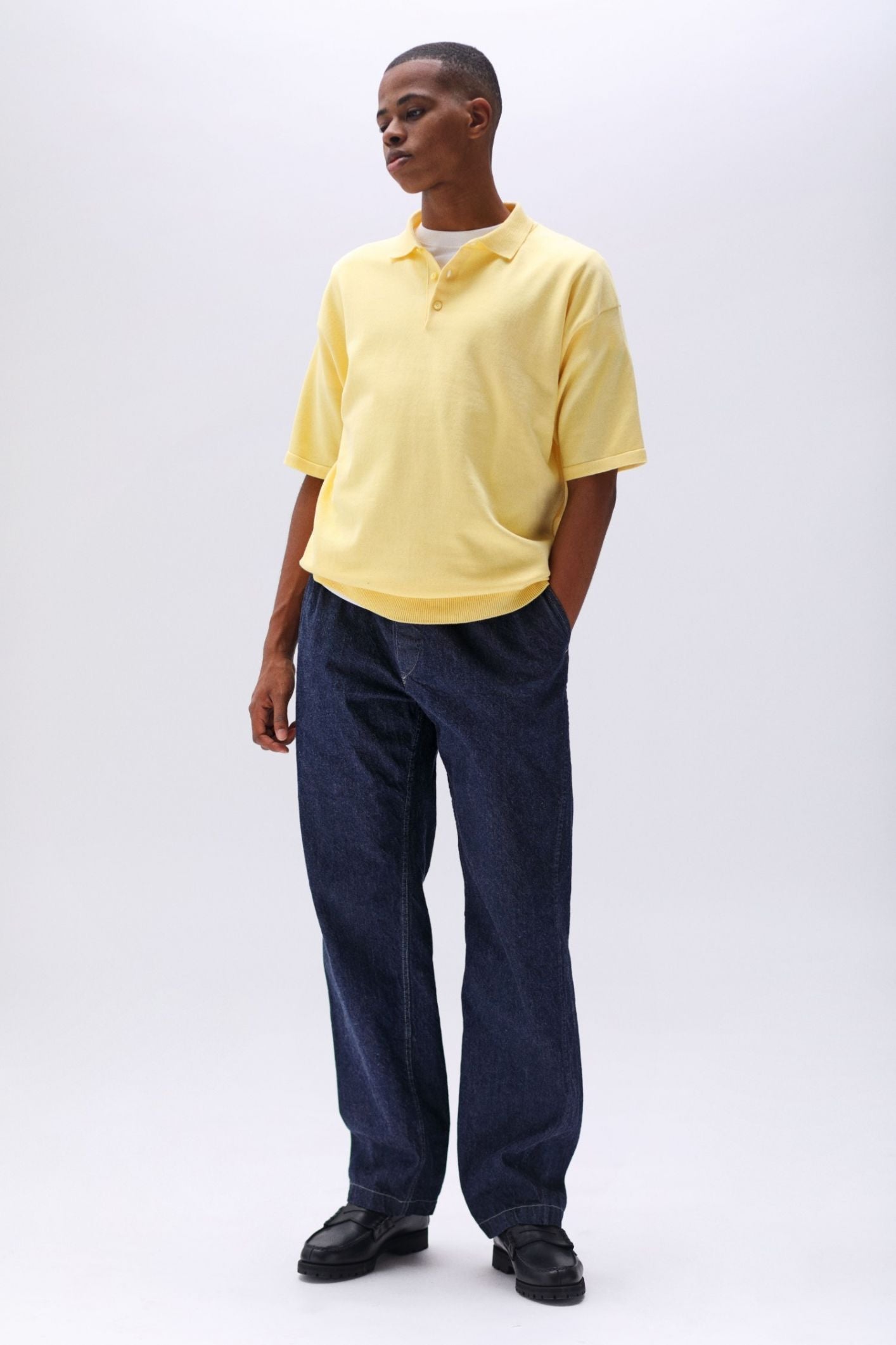 LENO COTTON KNIT POLO - YELLOW