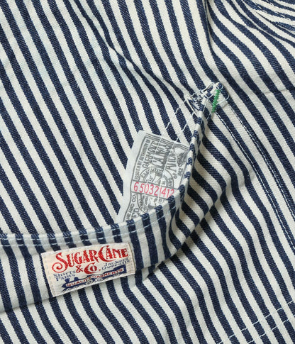 SUGAR CANE HICKORY STRIPE WORK PANT - NAVY BLUE