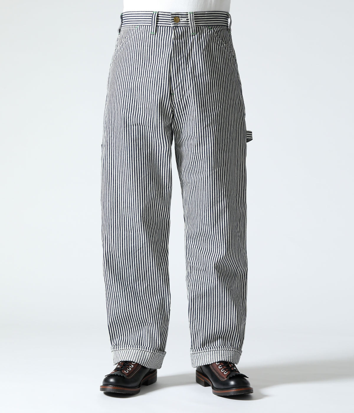 SUGAR CANE HICKORY STRIPE WORK PANT - NAVY BLUE