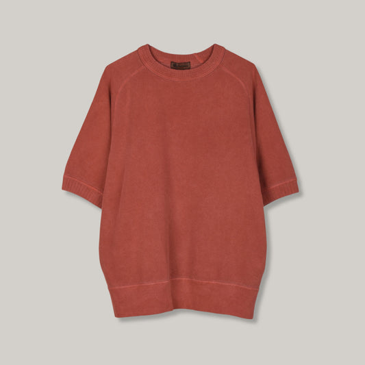 NIGEL CABOURN  PIGMENT DYED SS SWEAT SHIRT - RED