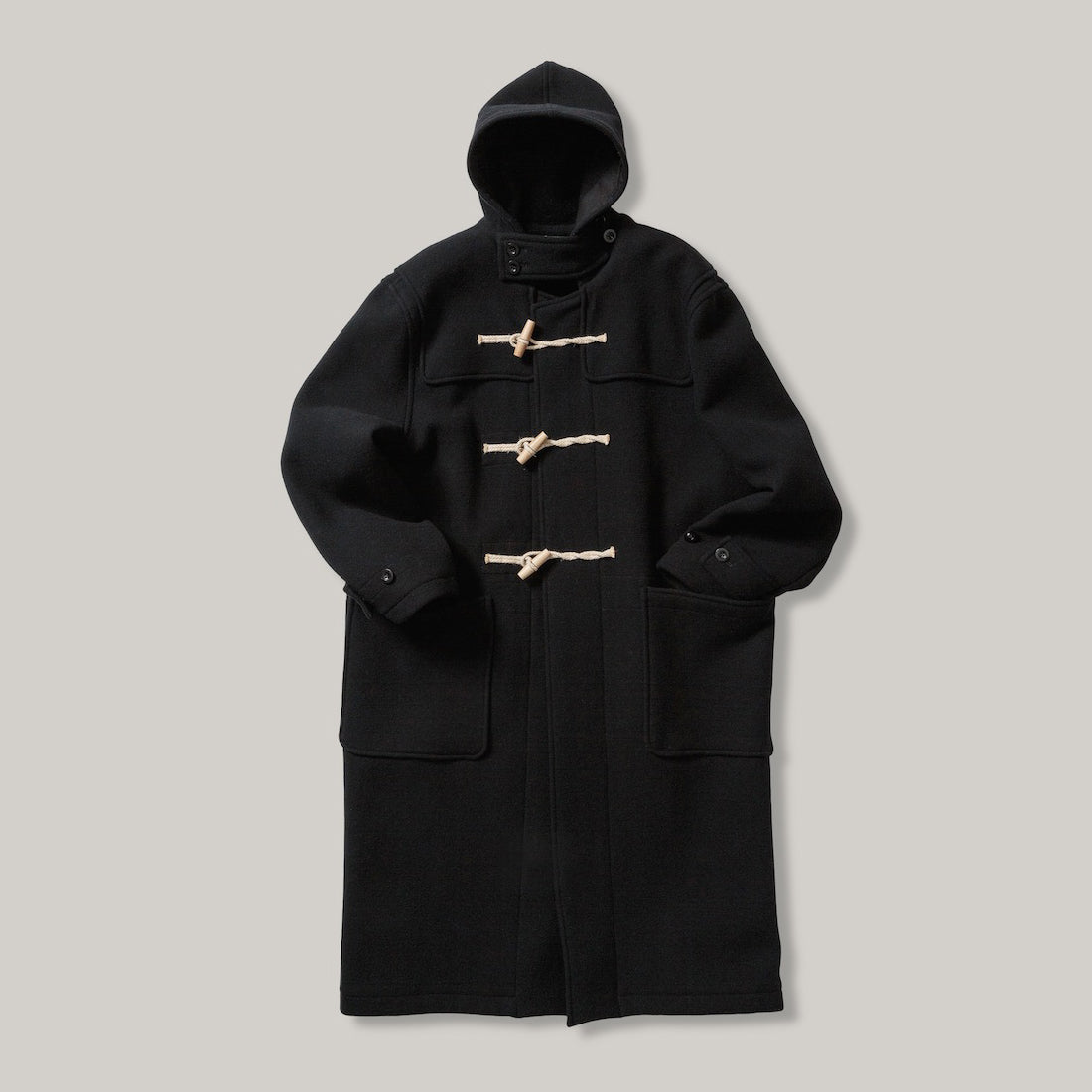 LENO DUFFLE COAT - BLACK