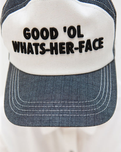 GOOD OL' WHATS-HER-FACE BY W'MENSWEAR TRUCKER HAT - BLUE/ WHITE