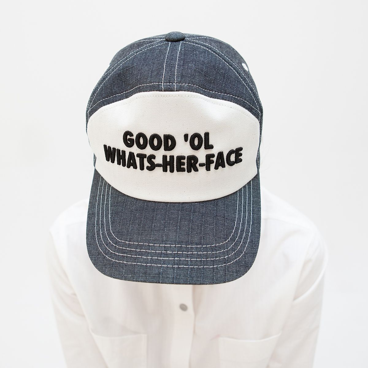 GOOD OL' WHATS-HER-FACE BY W'MENSWEAR TRUCKER HAT - BLUE/ WHITE