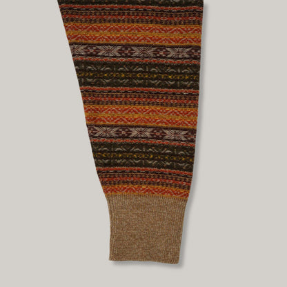 NIGEL CABOURN FAIRISLE V-NECK SWEATER - BROWN