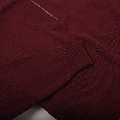 W'MENSWEAR TRACK SWEATER - BURGUNDY