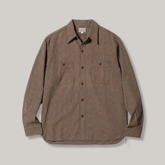 BUZZ RICKSON COTTON COVERT WORK SHIRT - BROWN