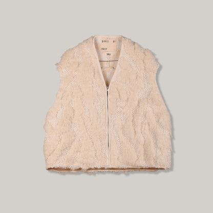 GIRLS OF DUST SHAWL COLLAR VEST - OFF- WHITE