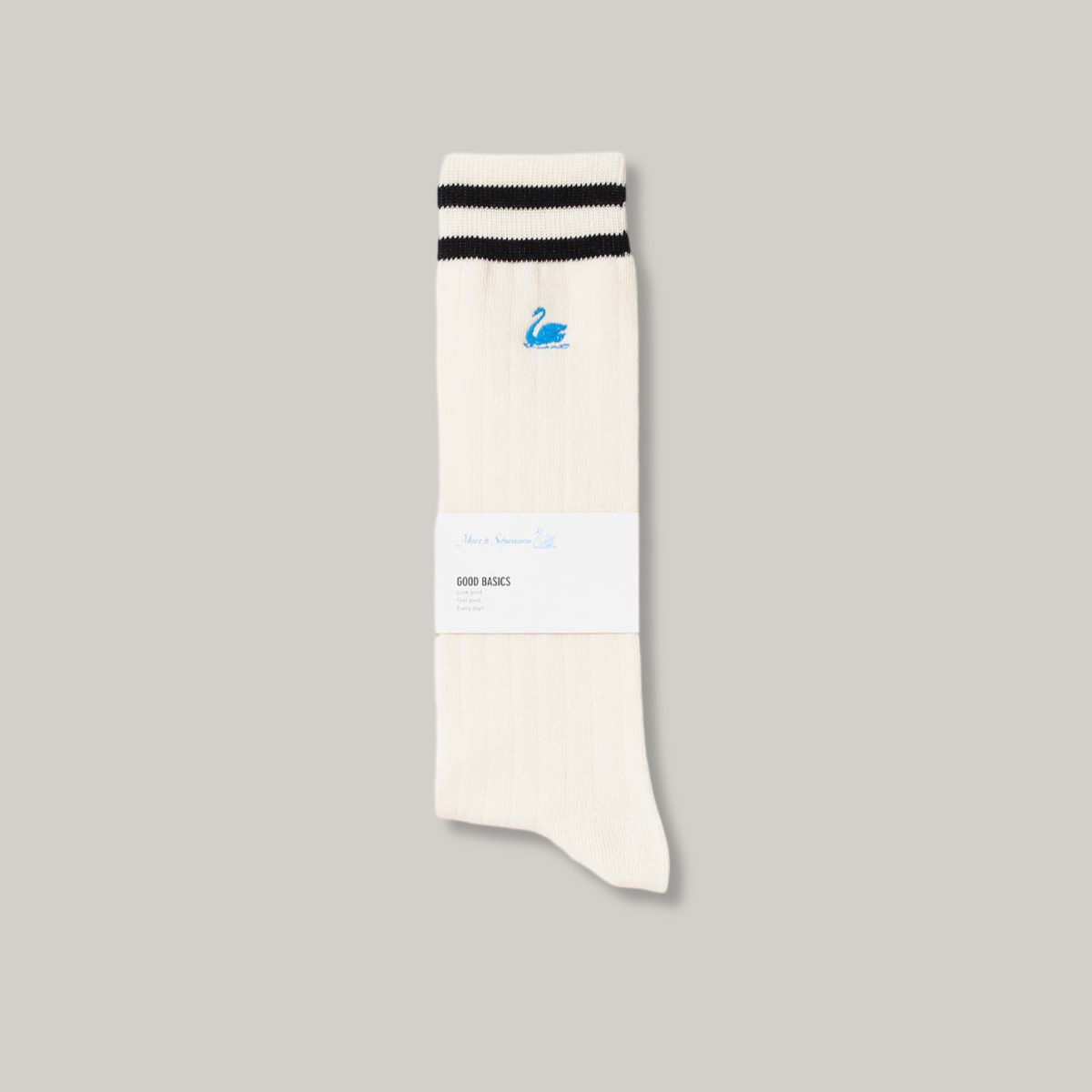 MERZ B SCHWANEN GOOD BASICS SOCKS - WHITE/ BLACK