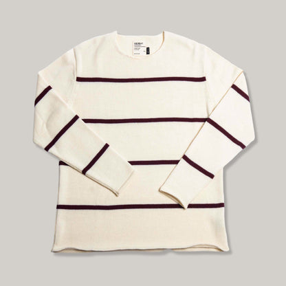 HEIMAT HARBOUR SAILOR STRIPE SWEATER - BURGUNDY/ SEASHELL