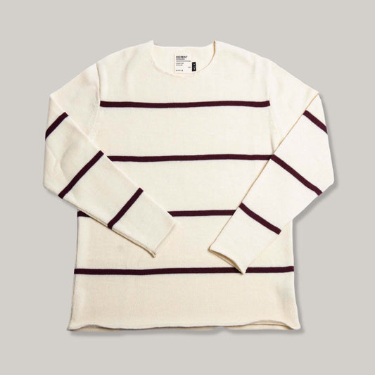 HEIMAT HARBOUR SAILOR STRIPE SWEATER - BURGUNDY/ SEASHELL