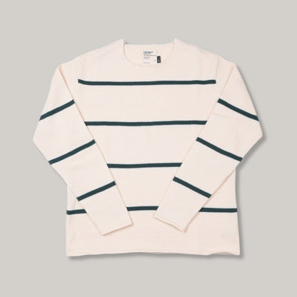 HEIMAT HARBOUR SAILOR STRIPE SWEATER - FIR GREEN/ SEASHELL