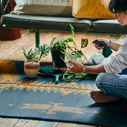 BASSHU IGUSA WOVEN RUG -  NAVY BLUE