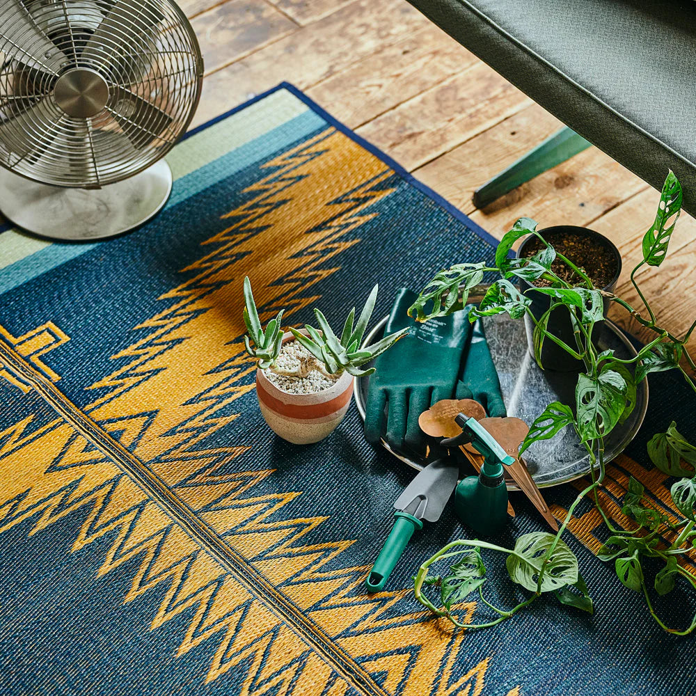 BASSHU IGUSA WOVEN RUG -  NAVY BLUE