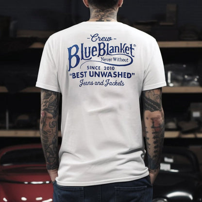 BLUE BLANKET JEANS TS9-IT78 TUBULAR LOGO T-SHIRT - WHITE