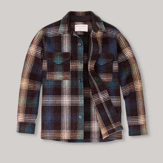 FILSON MACKINAW WOOL JAC-SHIRT - BLACK/ COFFEE MULTI