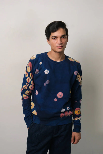 11.11 INDIGO HAND PAINTED & BANDHANI SWEATSHIRT