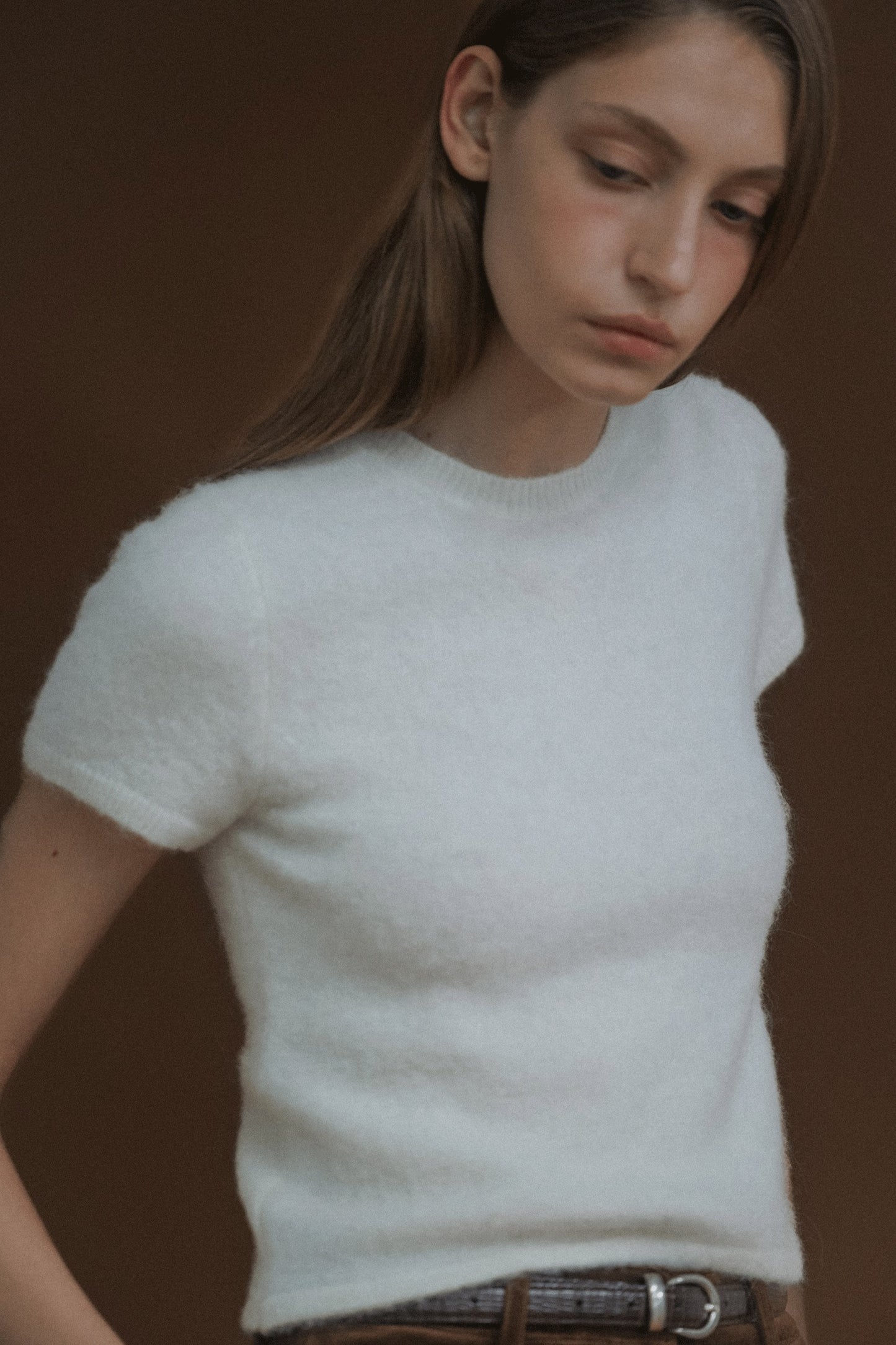 NOTHING WRITTEN KOTTE ALPACA SHORT SLEEVE KNIT - IVORY