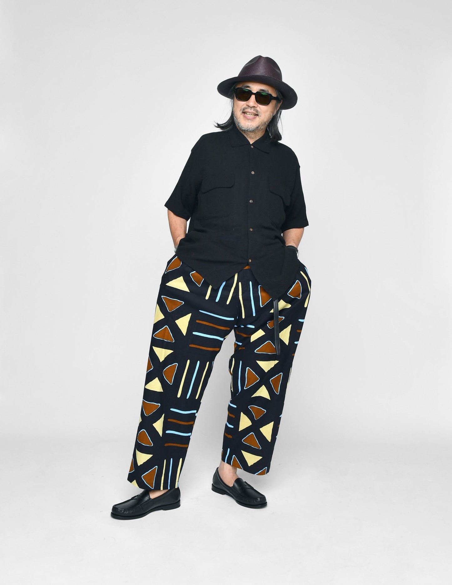 MONITALY TRIPLE TUCK WIDE PANTS - AFRICAN WAX BLOCK PRINT DAVE