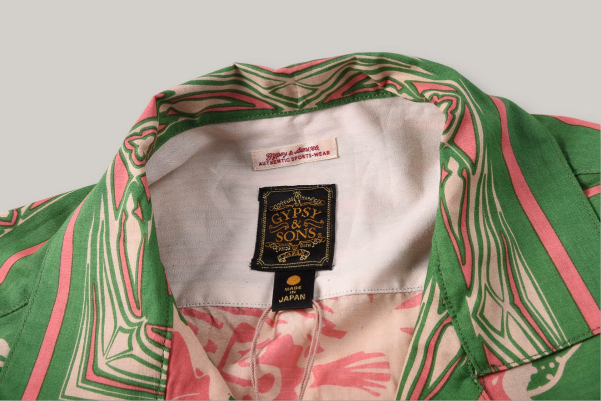 ONE EAR BRAND x GYPSY & SONS BANDANNA CABANA SHIRT - HIBISCUS GREEN