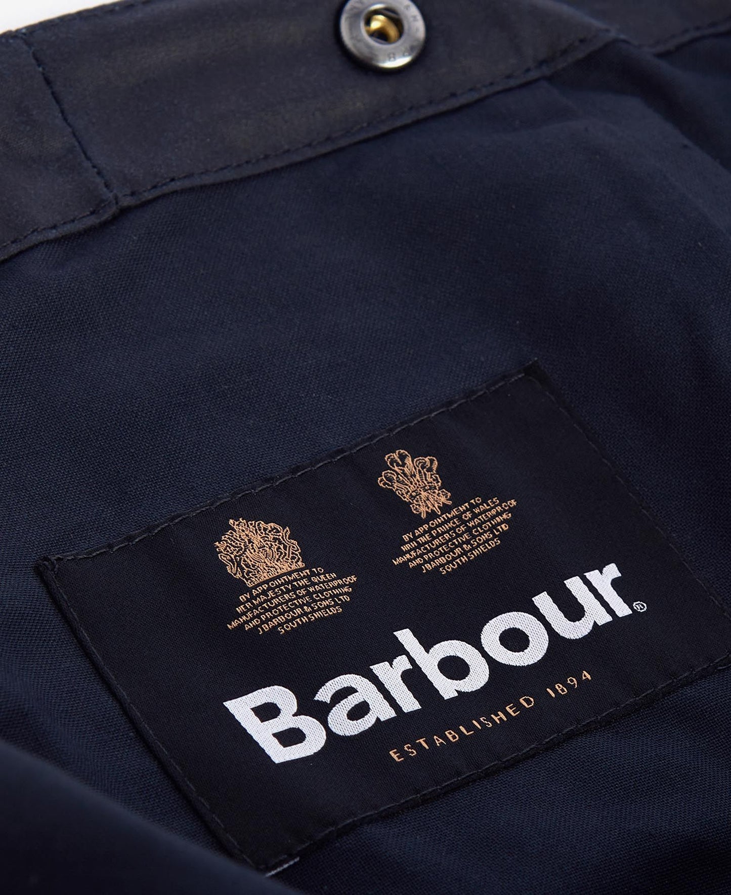 BARBOUR WAXED COTTON HOOD - NAVY WITH PLAIN LINING