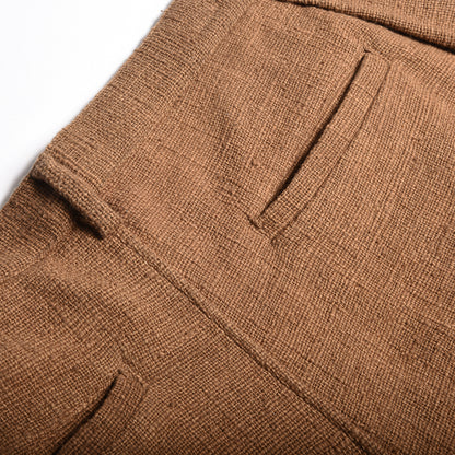 11.11 COTTON HAND LOOMED PLEATED TROUSER - FILTER COFFEE