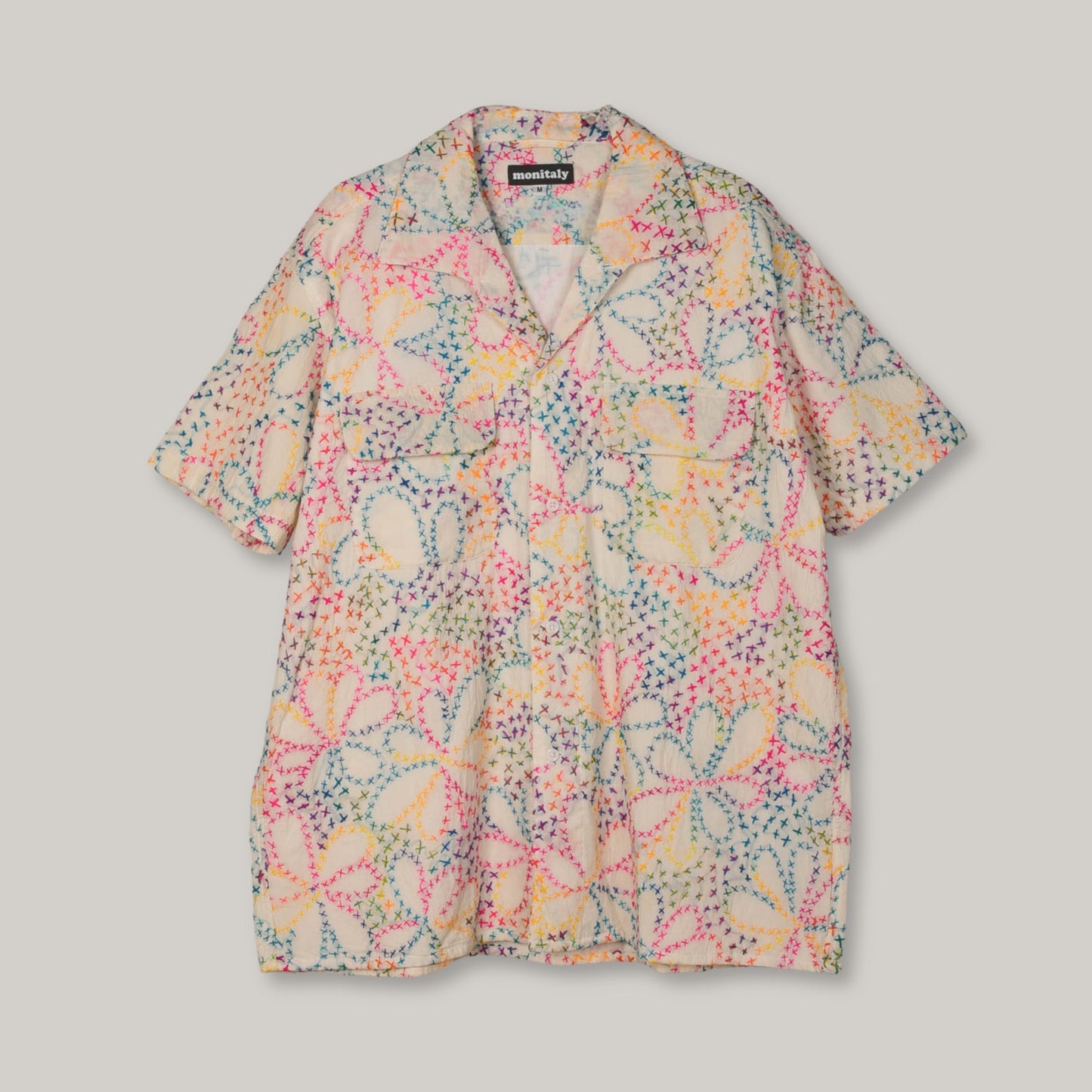 MONITALY 50's MILANO SHIRT S/S - X STITCH FLOWER RAINBOW