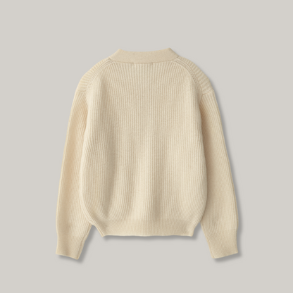 NOTHING WRITTEN SHETLAND WOOL HENLEY - NECK PULLOVER - IVORY