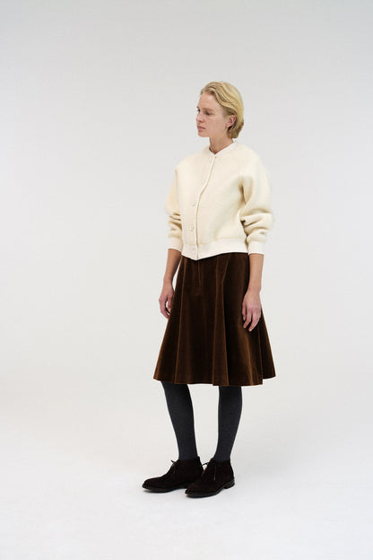 NOTHING WRITTEN ROLIN CORDUROY FLARED SKIRT - BROWN