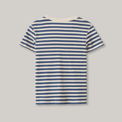 NOTHING WRITTEN PIPPA STRIPE RIB T-SHIRT - IVORY/ NAVY