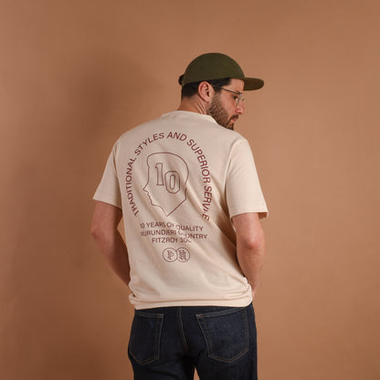 PP BARBERS x MERZ B SCHWANEN 10 YEAR ANNIVERSARY TEE - NATURAL