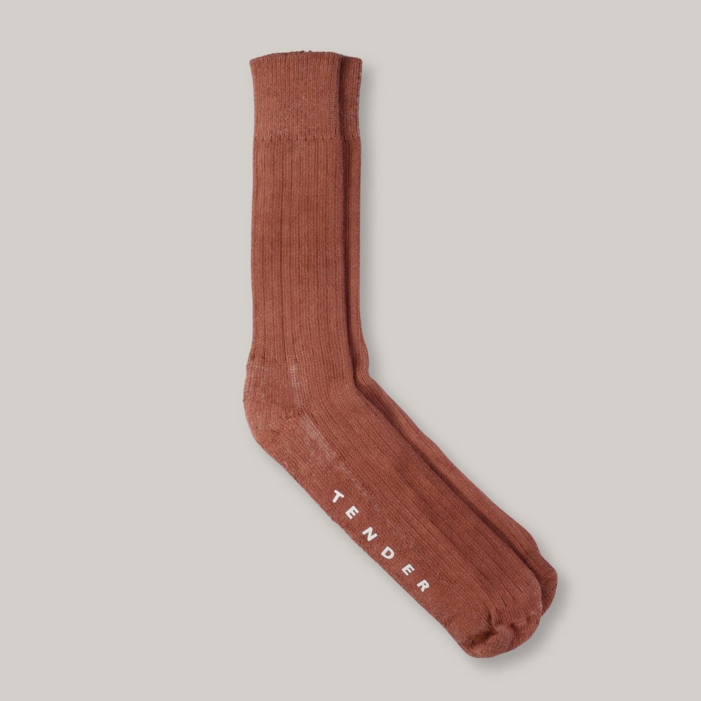 TENDER RIB CALF COTTON SOCKS - BURNT SIENNA DYED