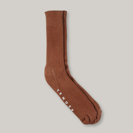 TENDER RIB CALF COTTON SOCKS - TAN WATTLE