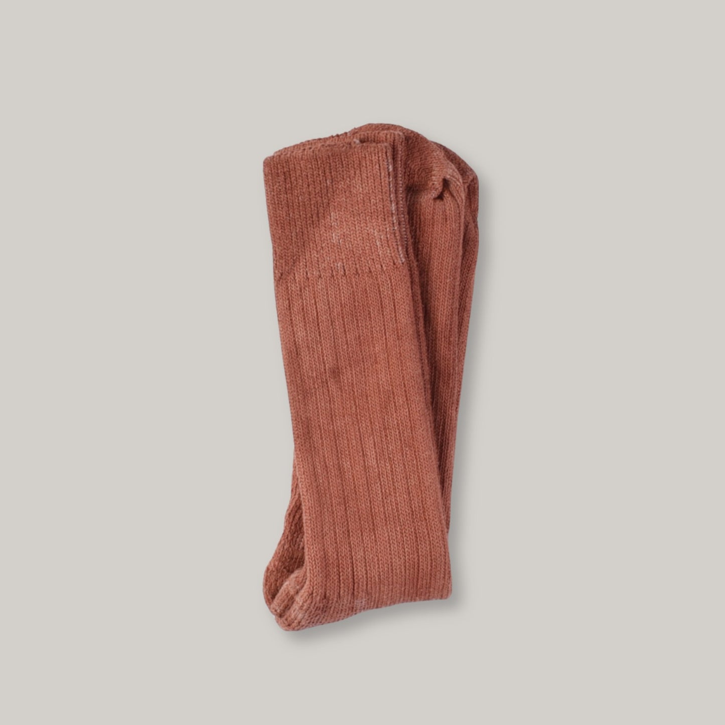 TENDER RIB CALF COTTON SOCKS - BURNT SIENNA DYED