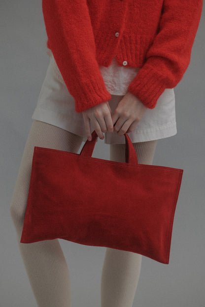 NOTHING WRITTEN RAVIOLI SUEDE BAG - RED