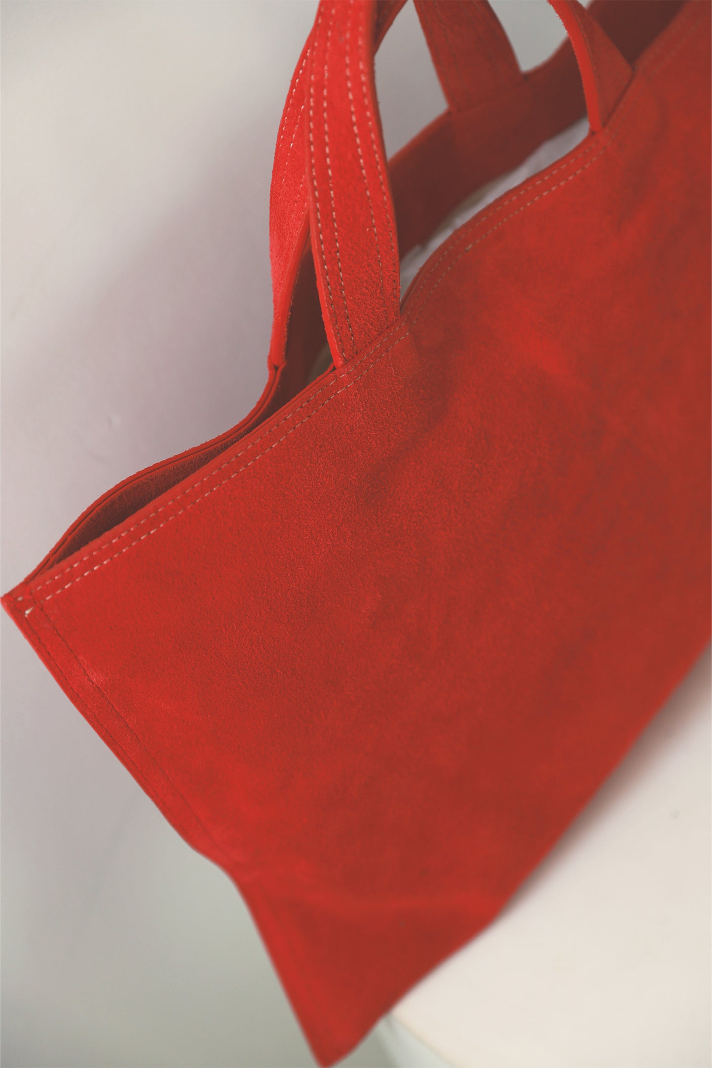 NOTHING WRITTEN RAVIOLI SUEDE BAG - RED