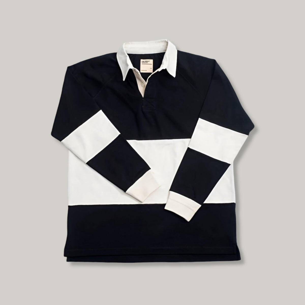 HEIMAT SIGNAL STRIPE RAGLAN RUGBY - SCHWARZ/ SEASHELL