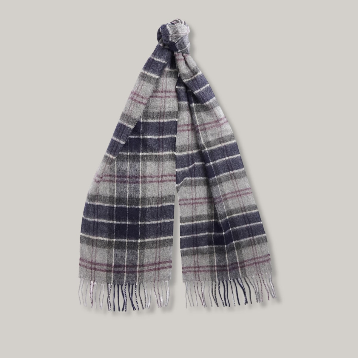 BARBOUR WOOL/ CASHMERE SCARF - BLACK SLATE TARTAN