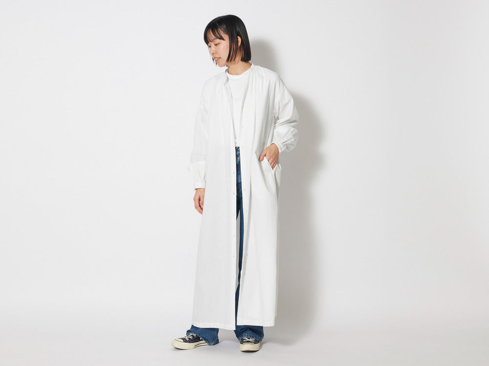 SNOW PEAK OG COTTON POPLIN SHIRT DRESS - WHITE