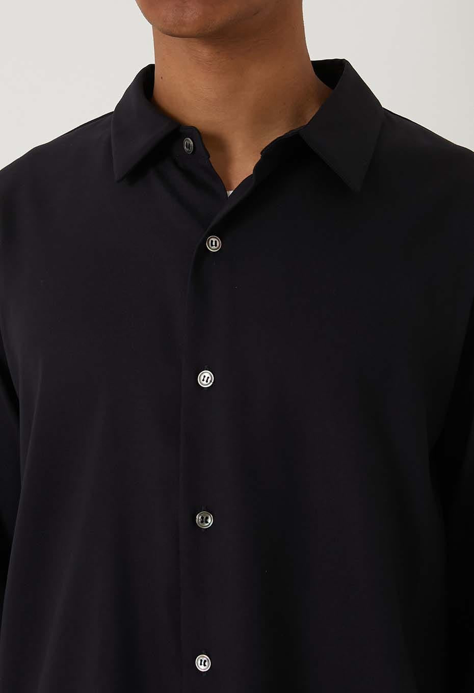 BLUE BLUE JAPAN STRETCH DRY TWILL LS SHIRT - DARK NAVY