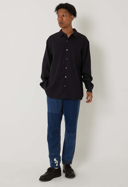 BLUE BLUE JAPAN STRETCH DRY TWILL LS SHIRT - DARK NAVY