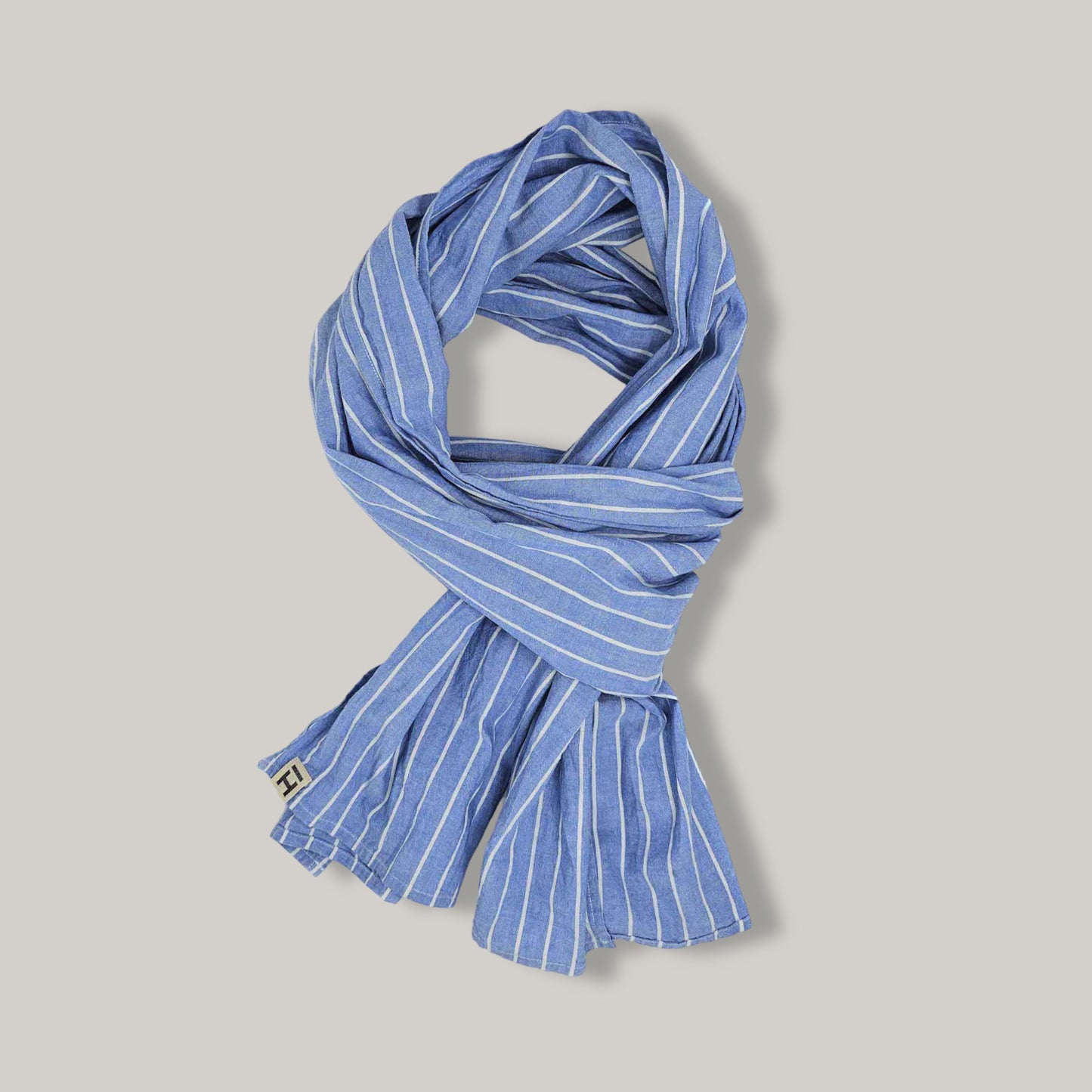 HEIMAT CHAMBRAY SCARF - TRAIL BLUE/ SEASHELL STRIPE