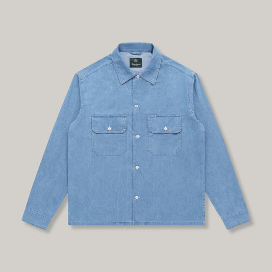 KNICKERBOCKER SERVICE DENIM SHIRT - LIGHT WASH INDIGO