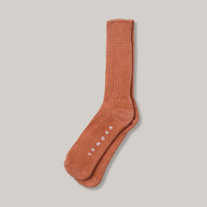 TENDER RIB COTTON SOCKS - RED OCHRE