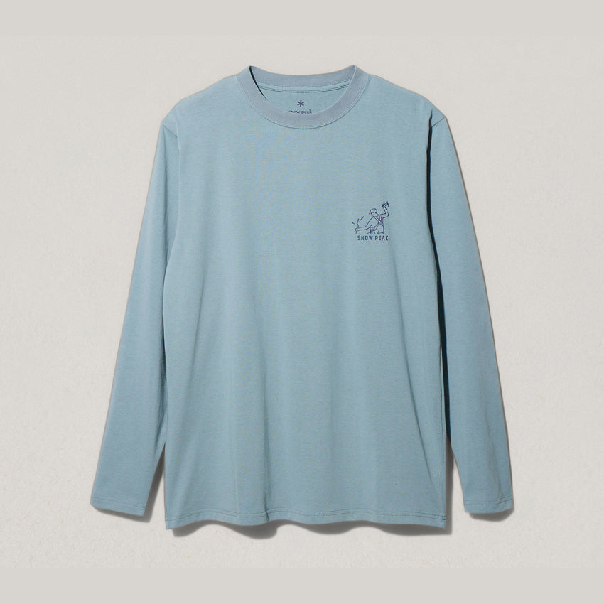 SNOW PEAK FOAM PRINTED L/S T-SHIRT - SAX