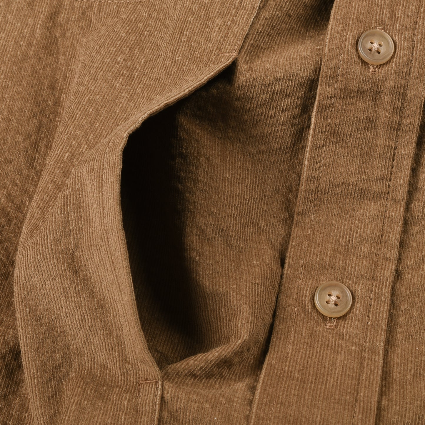 TS(S) ASYMMETRIC POCKET WORK SHIRT - KHAKI CORDUROY