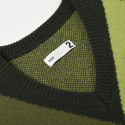 TS(S) ARGYLE JACQUARD V-NECK KNIT SWEATER - GREEN