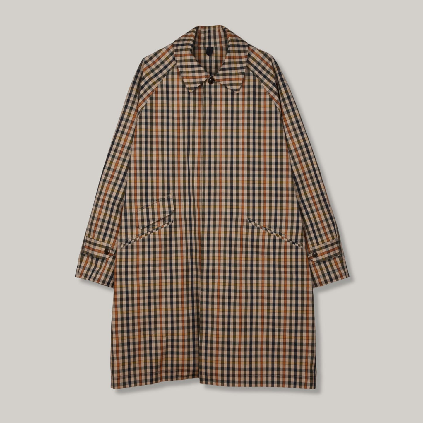 TS(S) FLY FRONT RALGAN SLEEVE COAT - KHAKI GUN CLUB PLAID